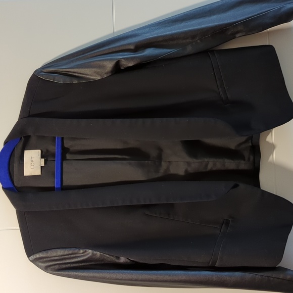 Loft 8P Blazer Black with Faux Leather Sleeves - Picture 1 of 2